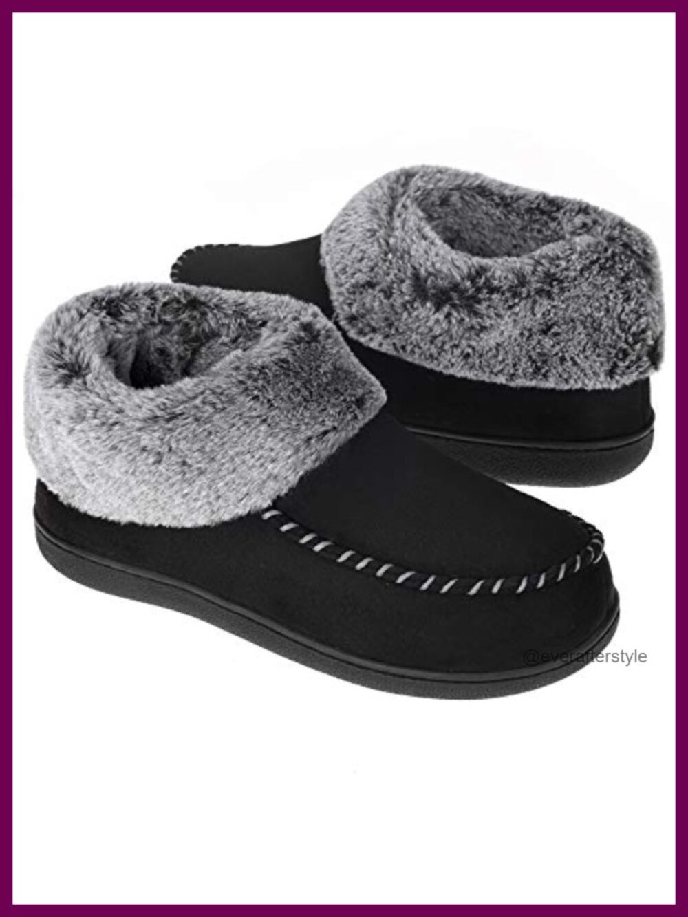 Mocc Slippers Memory Foam Suede Faux Fur Women's House Shoes